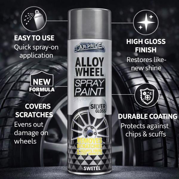 Carpride Alloy Wheel Silver Gloss Spray Paint 400ml