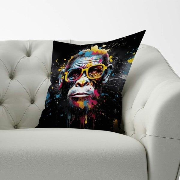 Warren Reed Coloured Splashart Monkey Face Cushions