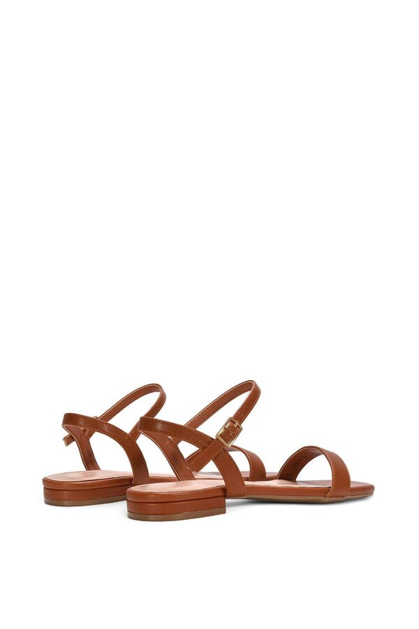 XY LONDON Open Toe Flat Strappy Sandals With Ankle Strap