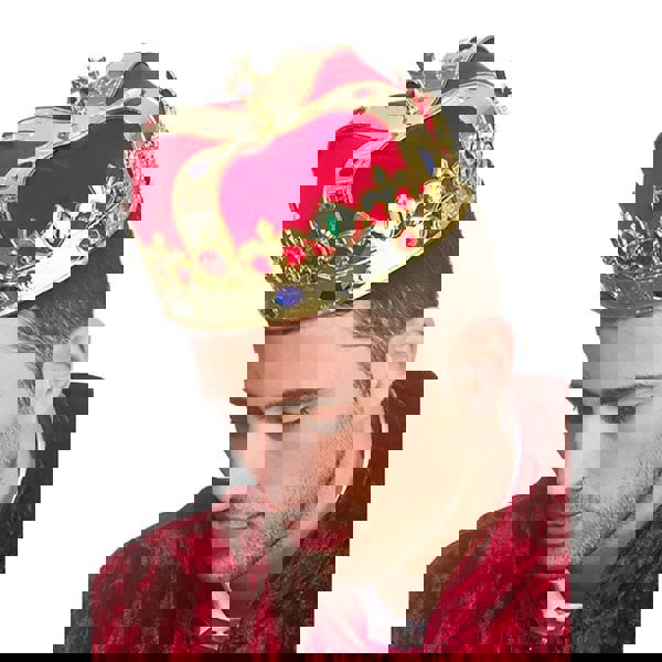 Bristol Novelty Unisex Faux Gem Kings Crown - Gold/Red - 