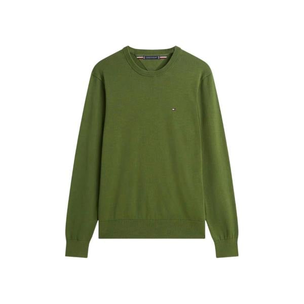 Tommy Hilfiger Mens Cotton Crew Neck Jumper - Mountain Green - 