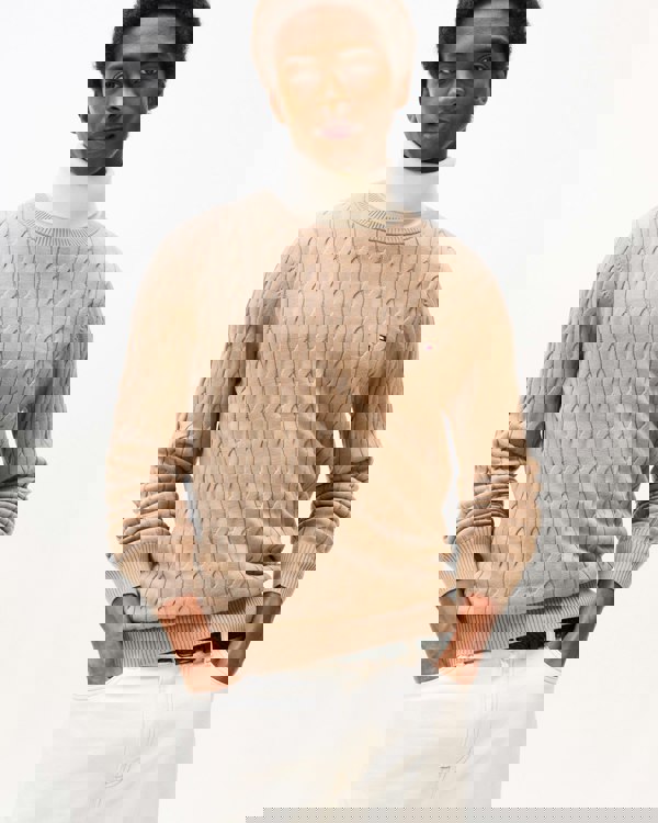 Tommy Hilfiger Classic Cable Mens Crew Jumper - Coastal Taupe