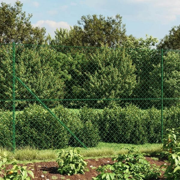 Berkfield Chain Link Fence with Spike Anchors Green 1.8x25 m