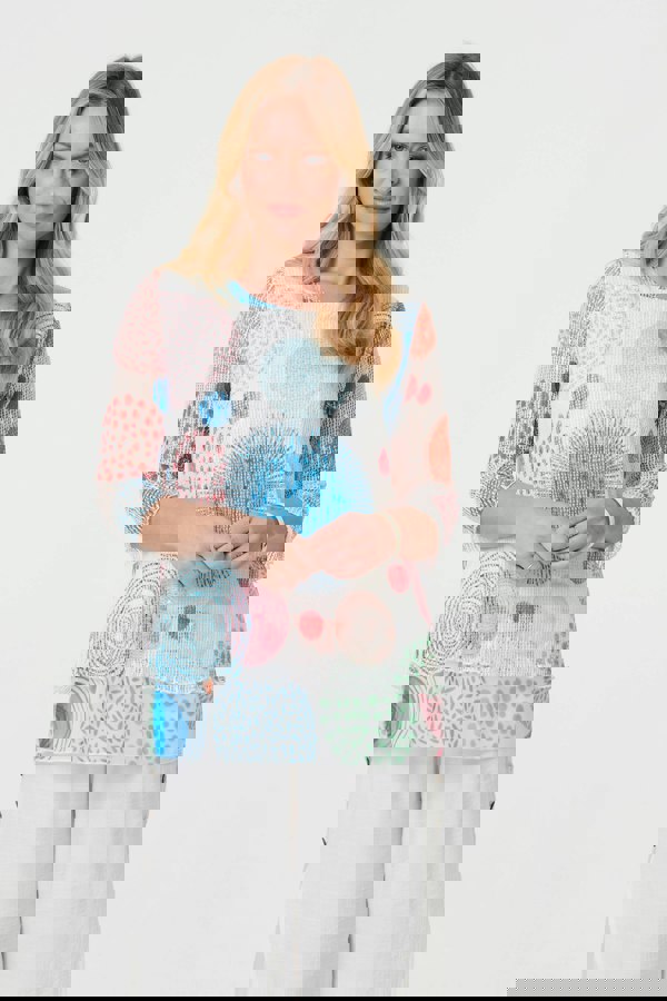 White | Printed Semi Sheer Layered Relaxed Tunic
