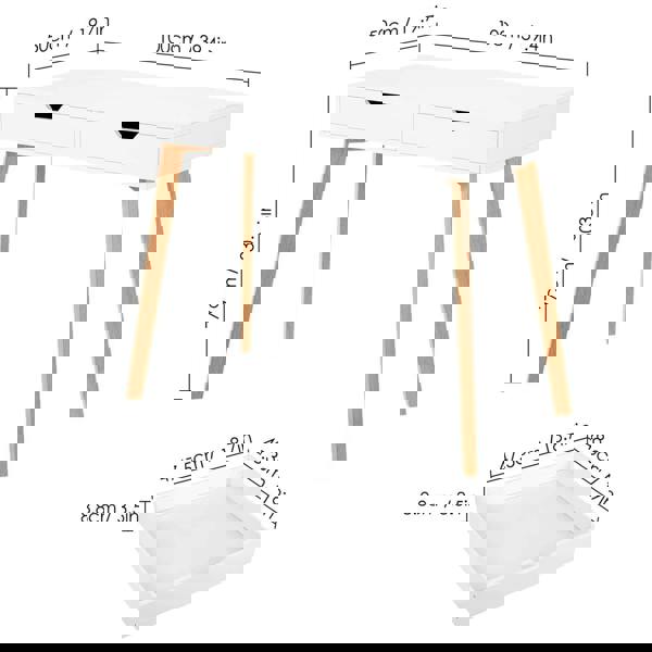 Gr8 Home Wooden Computer Desk Dressing Table Home Office Study Bedroom With Drawers White