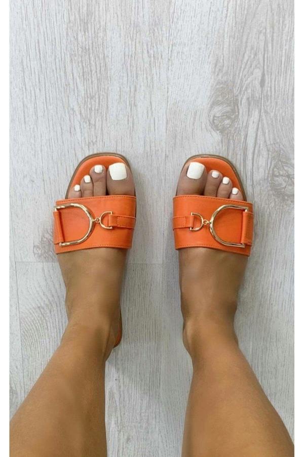 Ashleigh Gold Detail Sliders - Orange
