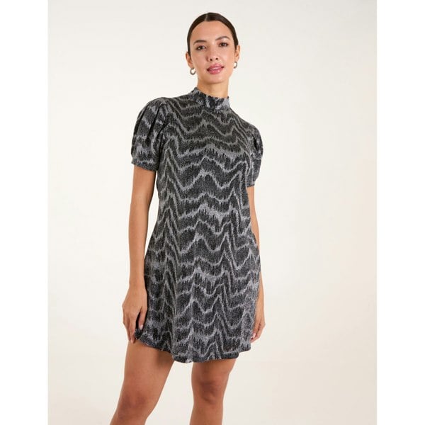 Blue Vanilla Puff Sleeve Swing Dress