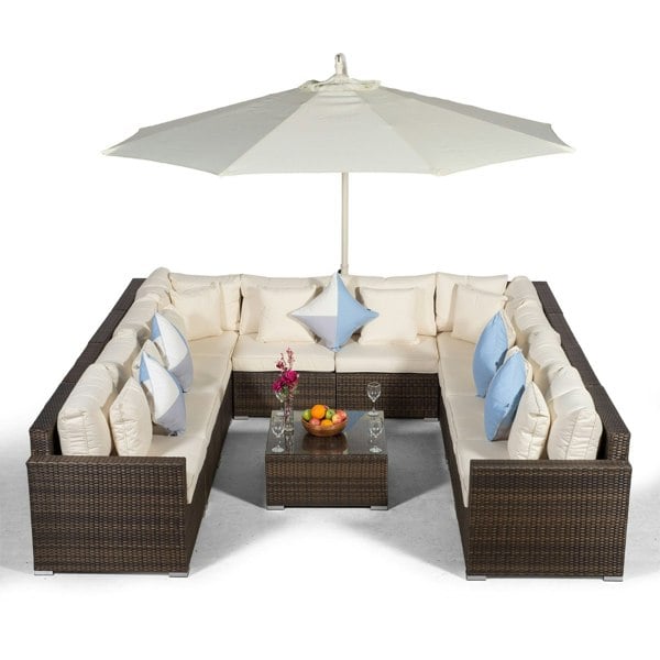 Giardino Havana 10 Seat Rattan Sofa Conversation Set with Coffee Table
