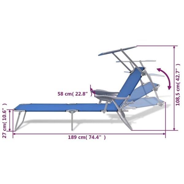 Berkfield Sun Lounger with Canopy Steel Blue