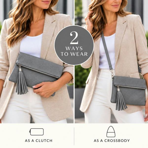 Love EMVY Italian Leather Foldover Clutch & Crossbody Bag
