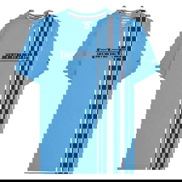 Lambretta Mens SS25 Racing Stripe T-Shirt - Azure Blue