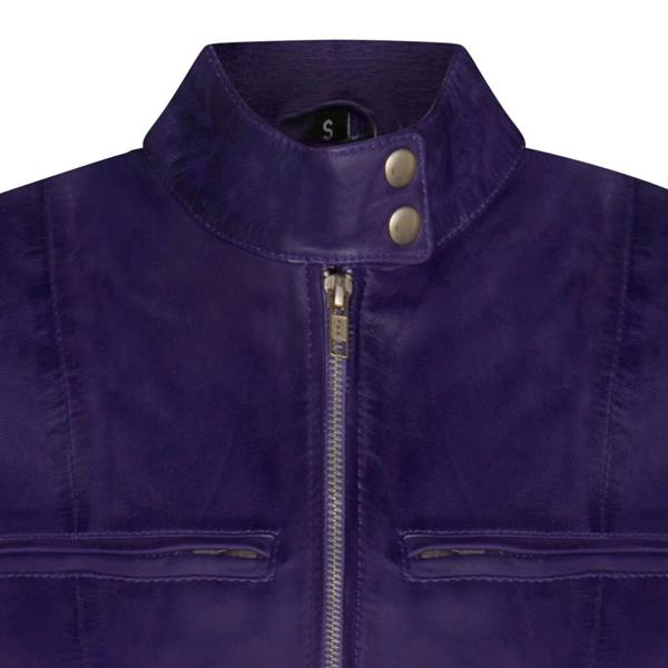Infinity Leather Womens Plain Leather Moto Biker Jacket-Braga