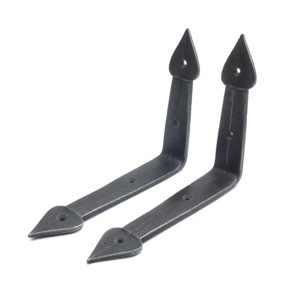 Pair of Antique Cast Iron Spearhead End Shelf Brackets 