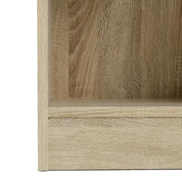 Furniture To Go Basic Low Wide Display Cabinet in Oak (2 Shelves) with 2 Glass Doors in Oak