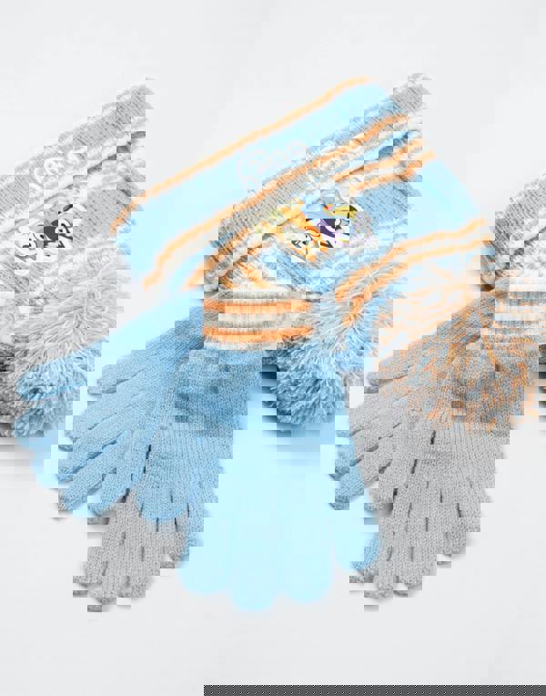 Bluey Girls Blue Character Beanie and Gloves Set (One Size)