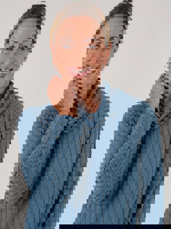 PennyPlain Cowl Neck Cuff Button Top - Stellar