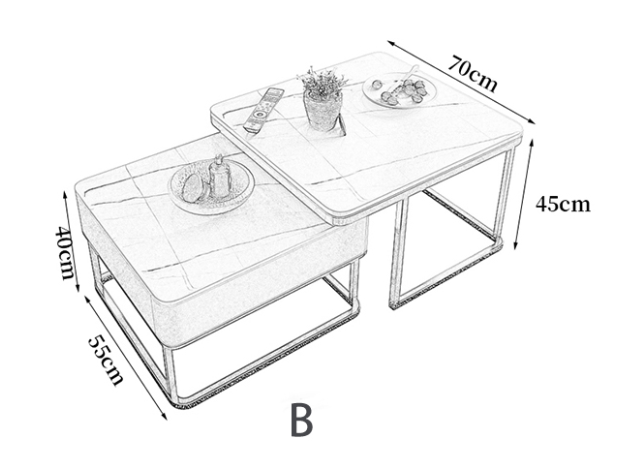 Weilai Concept Lorelei Nesting Coffee Table Set, Sintered Stone