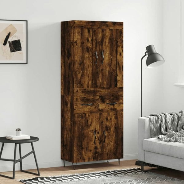 Berkfield Highboard Smoked Oak 69.5x34x180 cm Engineered Wood