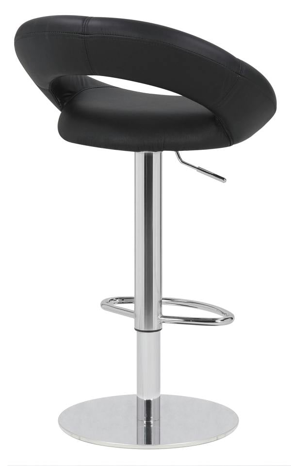 Lamboro Deluxe Sorrento Real Leather Kitchen & Breakasft Bar Stool,  Adjustable Swivel Gas Lift, Black