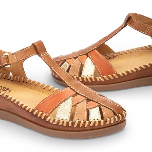 Pikolinos Cadaques - Women's Brown Leather Semi-Open Wedge Sandals