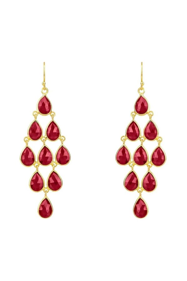 Latelita Erviola Gemstone Cascade Earrings Gold Garnet