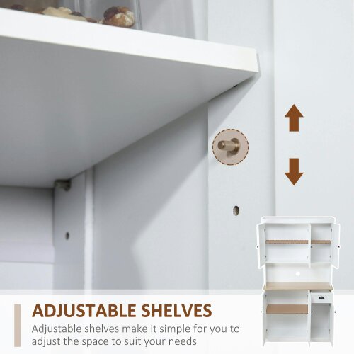 Wyld Haus Moviel 180cm Tall Wooden White Kitchen Storage Cabinet With Open Counter Drawers And 6 Doors