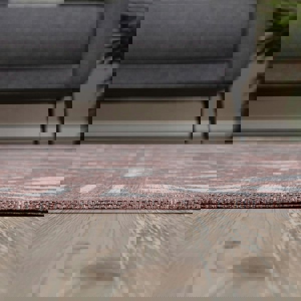 Machine Washable Flatweave Rug Geometric in Pink