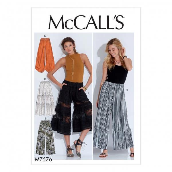 McCalls 7576 Paper Sewing Pattern – Women's Trousers, Size L-XXL, Easy