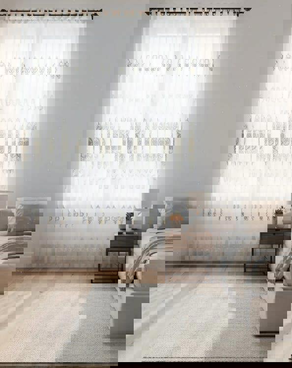 Anyhouz Anydrape 400cm Curtain White Style Flower Indoor Decorative Window Sheer Curtain For Living Room Bedroom Home Decor