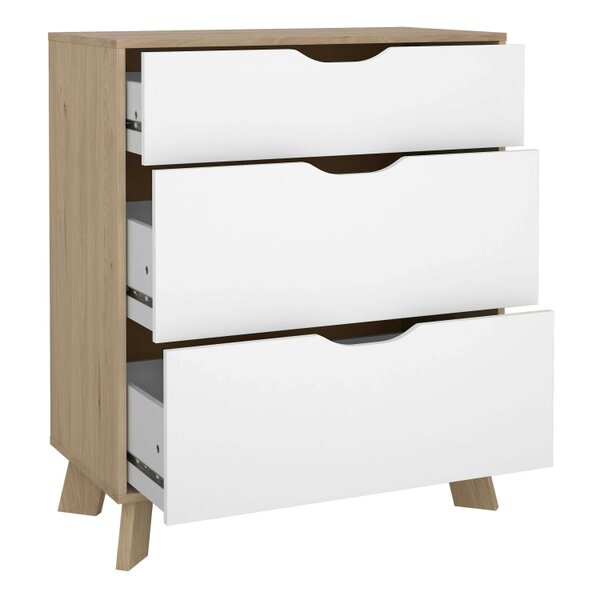 Wyld Haus Lira Jackson Hickory Wood and White Chest 3 Drawers