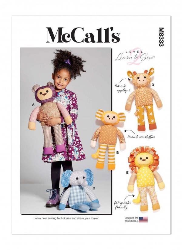 McCalls 8333 Paper Sewing Pattern – Toy, Size One Size, Easy