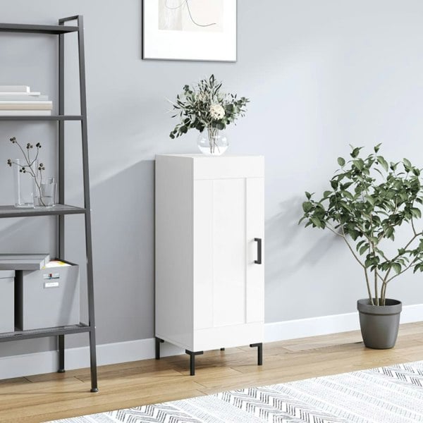 Berkfield Sideboard High Gloss White 34.5x34x90 cm Engineered Wood