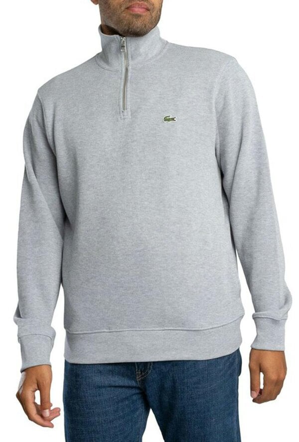 Lacoste Men's Zip-Up High Neck Interlock Sweatshirt - Grey Marl