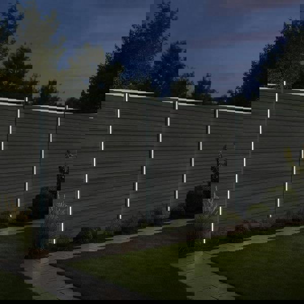 Monstershop Composite Fence Panel x 9 & LED Posts x 10 - Grey