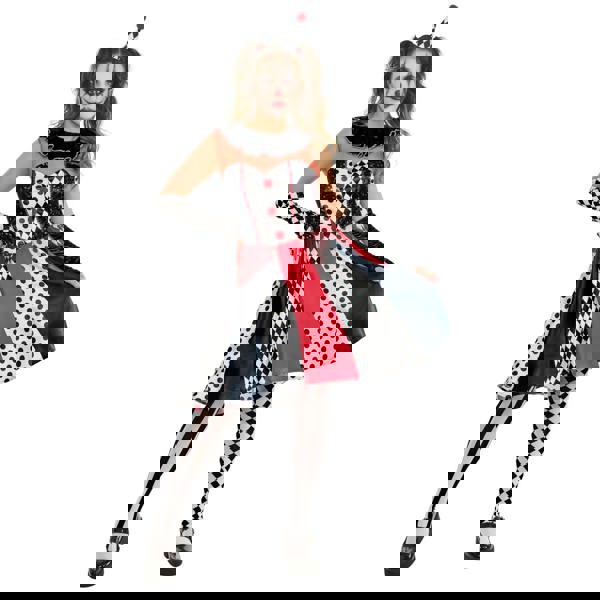 Bristol Novelty Womens/Ladies Clown Monochrome Costume - White/Black/Red - 