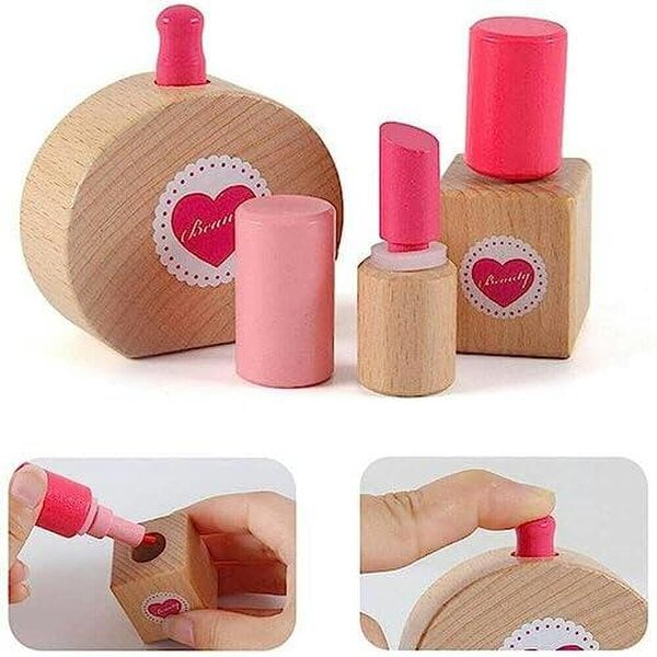 HYGRAD BUILT TO SURVIVE Kid's Wooden Make Up Toy Set Make Over Princess Make Up Toy Pretend Play Vanity Salon Girls Make Up Toy Set Gift HYGRAD®