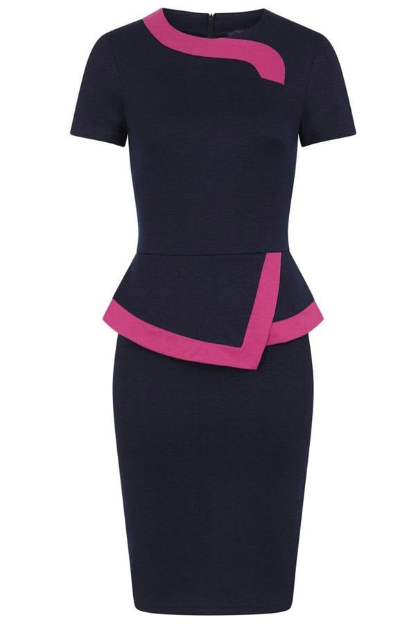 HotSquash Peplum Dress with Contrast Trim