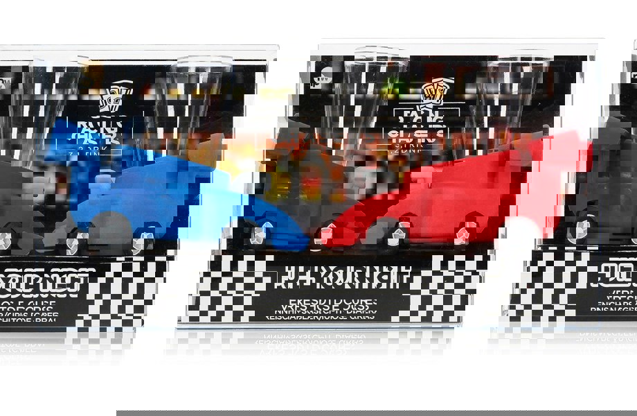 NPW Racing Car Shot Plastic Glasses Set of 2 Red and Blue