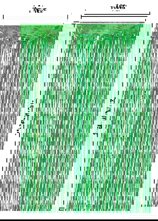 Cheetah Metallic Tinsel Curtain, 2.5M x 1M Green