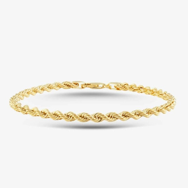 T. H. Baker 9ct Yellow Gold 7.5 Inch Rope Chain Bracelet 060HVC-7.5