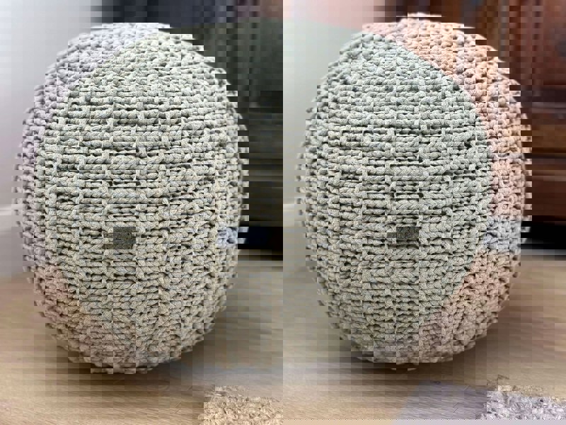Zuri House Knitted pouffe, Medium | LIGHT OLIVE
