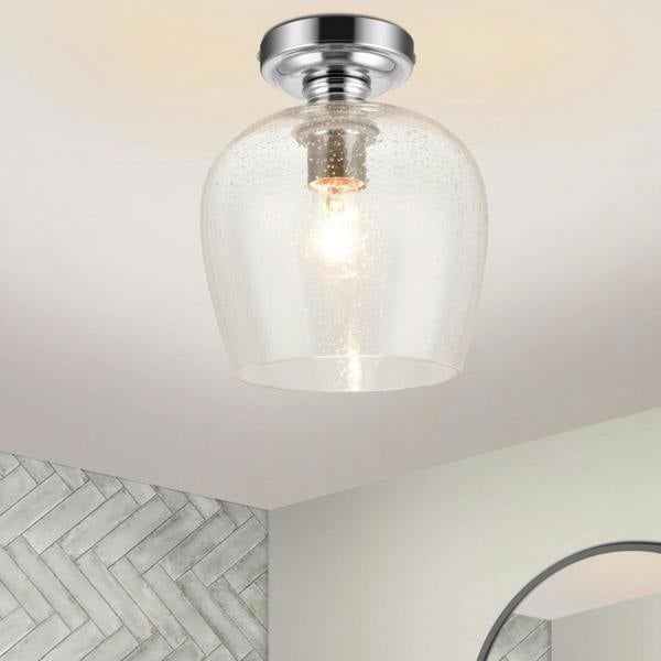 COSYLYTE Oakdale Bathroom Bubble Glass Ceiling Light - Chrome