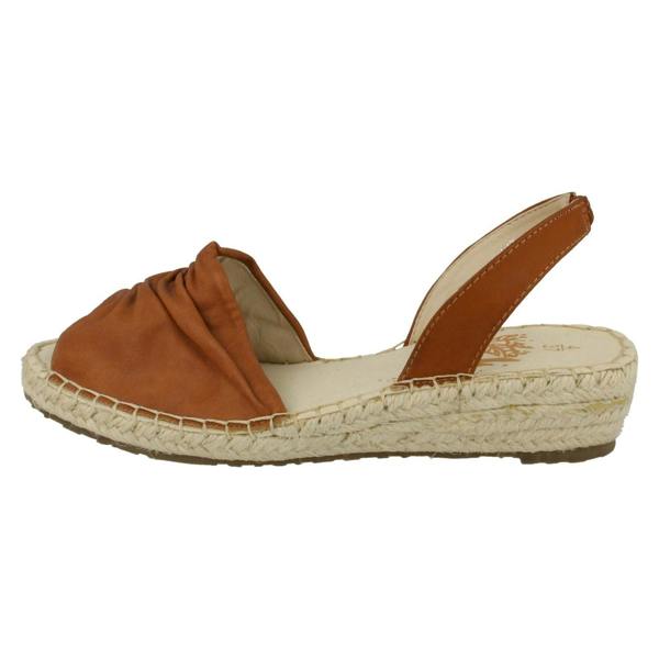 Ladies Flowers Wedge Heel Slingback Ruched Vamp Sandals