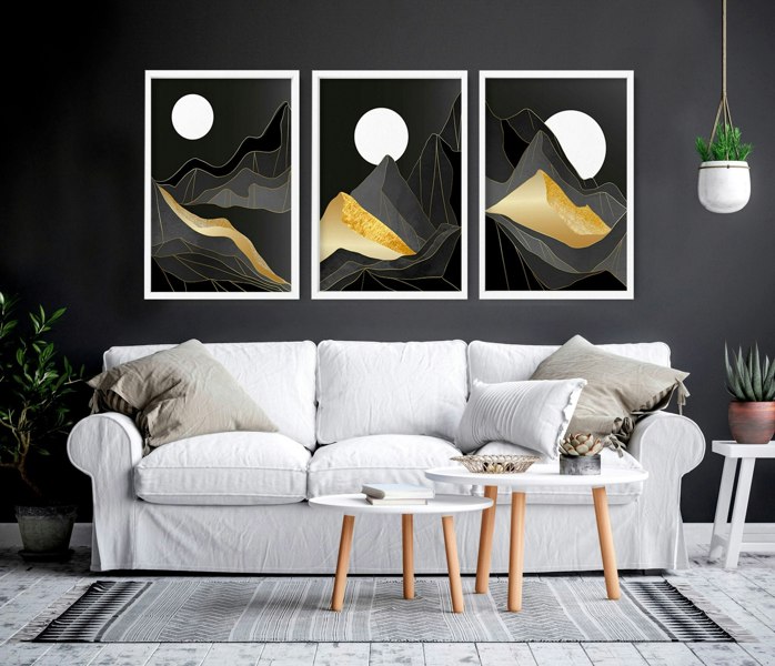 Scandinavian interior decor | set of 3 wall art prints for Living room