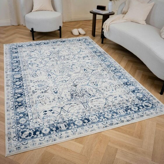 The Rugs Montana Bordered Navy Rug | 4070