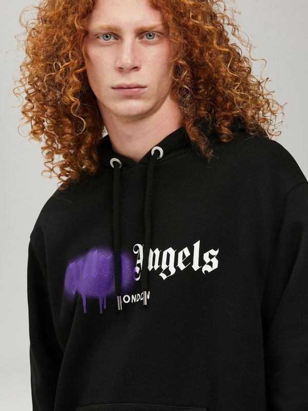 Palm Angels London Spray Paint Logo Hoodie - Black