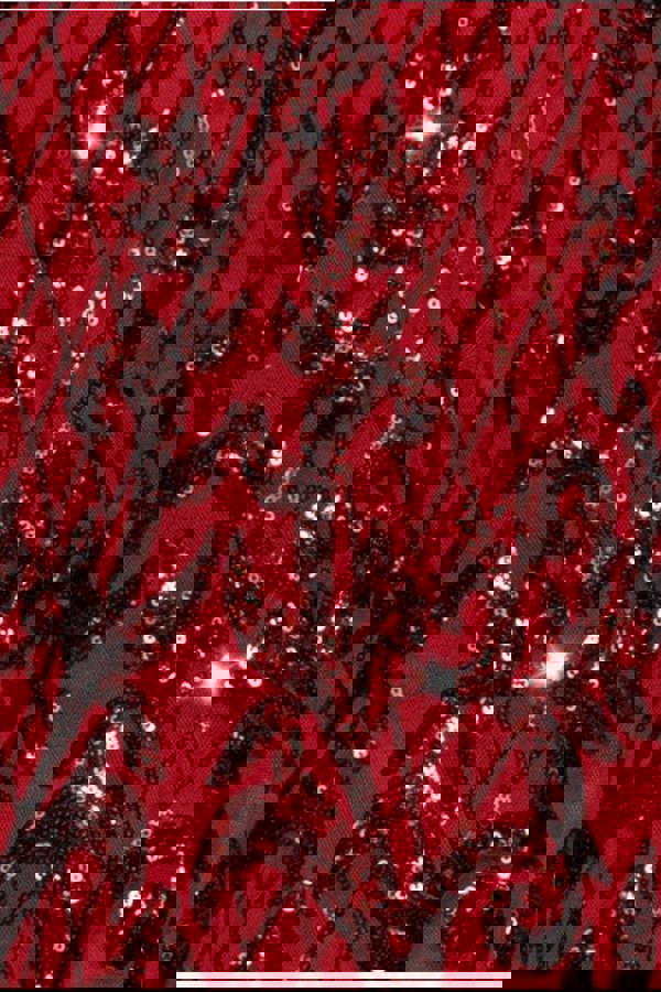 Sequin Square Neck Maxi With Scallop Hem - Red DR4038