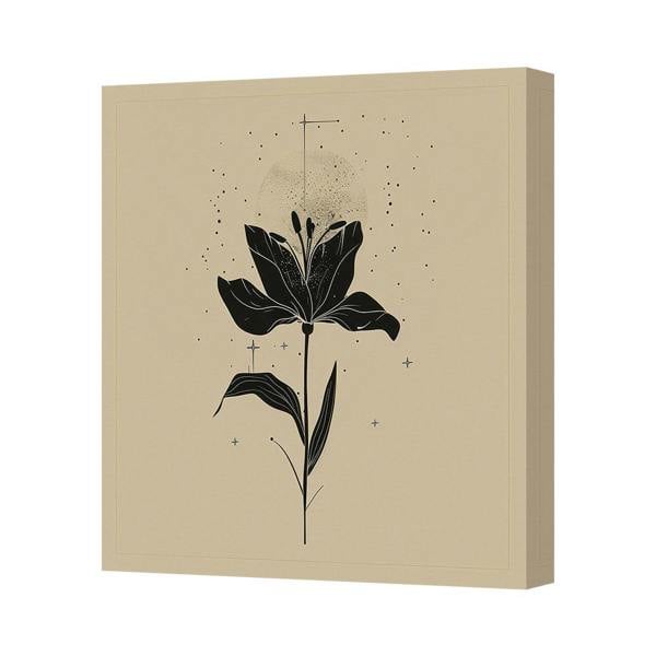 Benjamin Tate Design Black Floral Canvas Art Print With Deep Wooden Frame UK Made