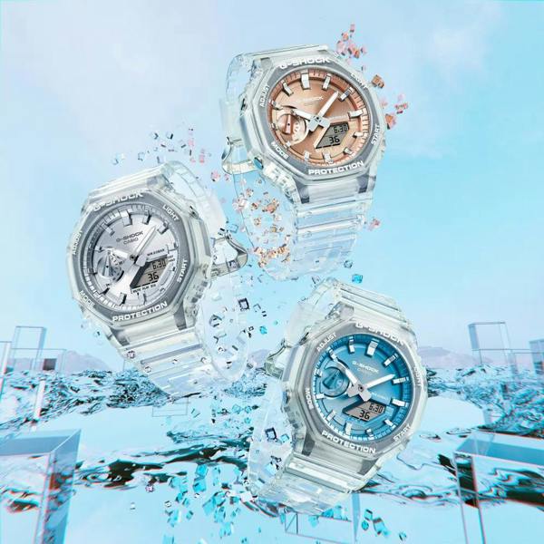 Casio Unisex G-Shock Metallic Blue Dual Display Watch GA-2100BM-7A2ER