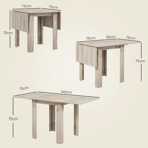 Wyld Haus Sozilu Wooden Wood Effect Drop Leaf Dining Table Seating 4